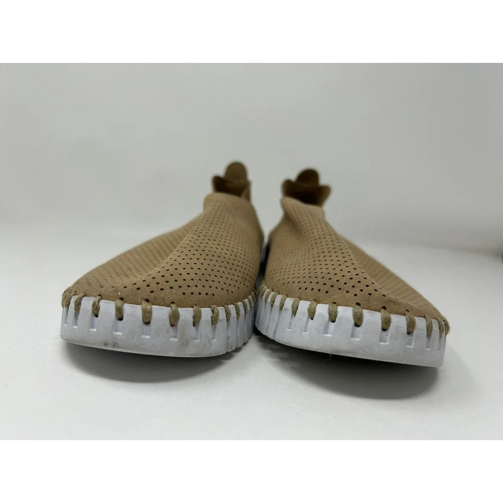 Ilse Jacobsen Tulip 139 Tan Perforated Slip On Loafers Womens 40 US 10 Camel